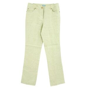 J McLaughlin Women's 100% Linen Pale Green Pants Size 6 Straight Leg Mid Rise